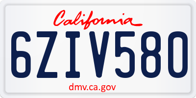 CA license plate 6ZIV580