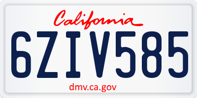 CA license plate 6ZIV585