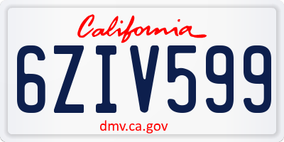 CA license plate 6ZIV599