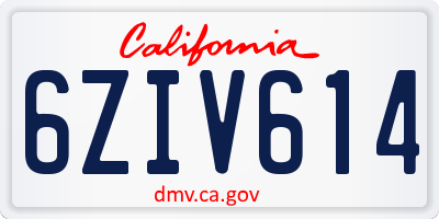 CA license plate 6ZIV614