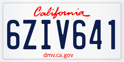 CA license plate 6ZIV641