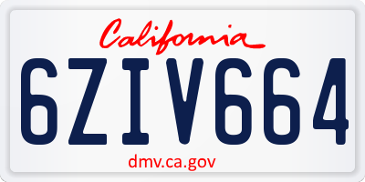 CA license plate 6ZIV664