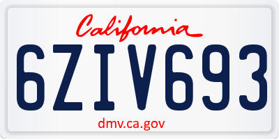 CA license plate 6ZIV693