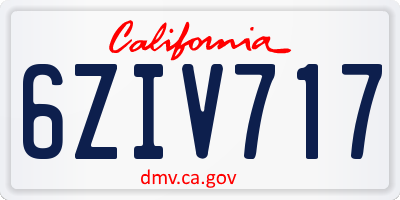 CA license plate 6ZIV717