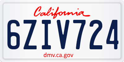 CA license plate 6ZIV724
