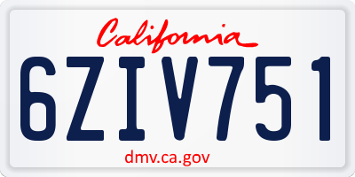 CA license plate 6ZIV751