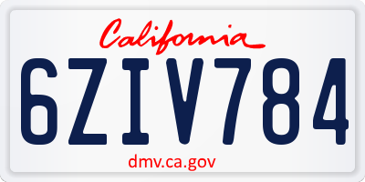 CA license plate 6ZIV784