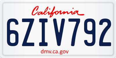 CA license plate 6ZIV792