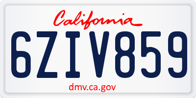 CA license plate 6ZIV859