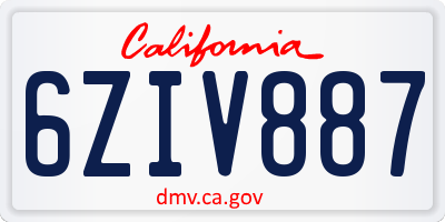 CA license plate 6ZIV887