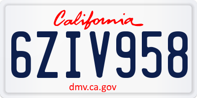 CA license plate 6ZIV958