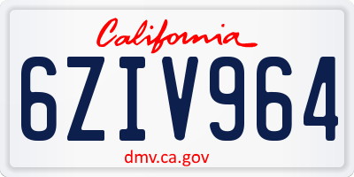 CA license plate 6ZIV964