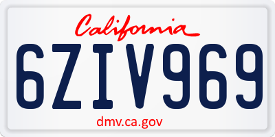 CA license plate 6ZIV969