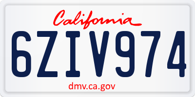 CA license plate 6ZIV974