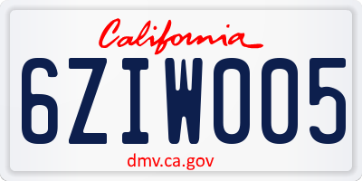 CA license plate 6ZIW005