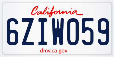 CA license plate 6ZIW059