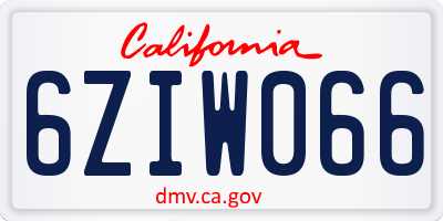 CA license plate 6ZIW066