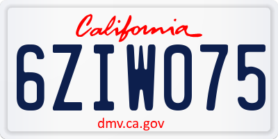 CA license plate 6ZIW075