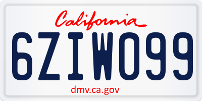 CA license plate 6ZIW099