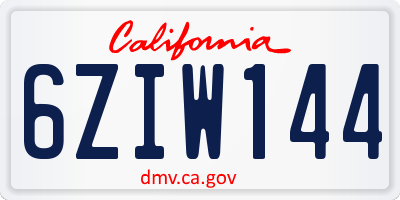 CA license plate 6ZIW144