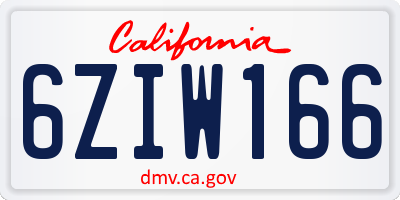 CA license plate 6ZIW166