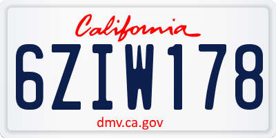 CA license plate 6ZIW178