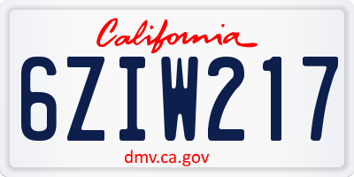 CA license plate 6ZIW217