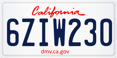 CA license plate 6ZIW230