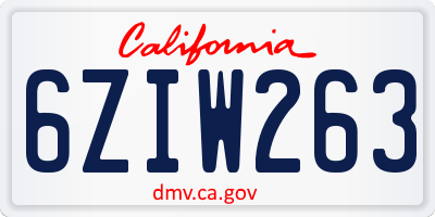 CA license plate 6ZIW263
