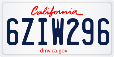 CA license plate 6ZIW296
