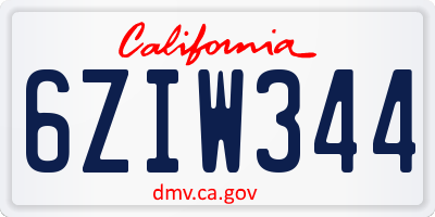 CA license plate 6ZIW344