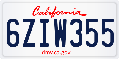 CA license plate 6ZIW355