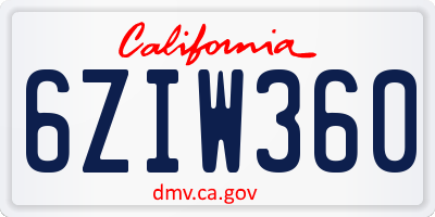 CA license plate 6ZIW360