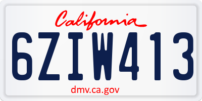 CA license plate 6ZIW413