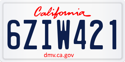 CA license plate 6ZIW421