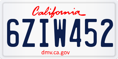 CA license plate 6ZIW452