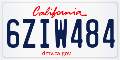 CA license plate 6ZIW484
