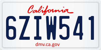CA license plate 6ZIW541