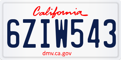 CA license plate 6ZIW543