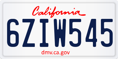 CA license plate 6ZIW545