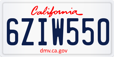 CA license plate 6ZIW550