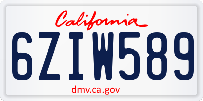 CA license plate 6ZIW589