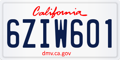 CA license plate 6ZIW601