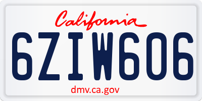 CA license plate 6ZIW606