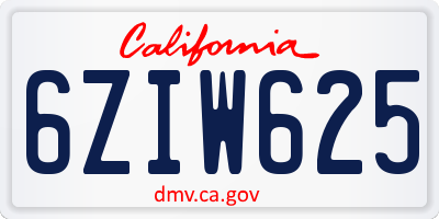 CA license plate 6ZIW625