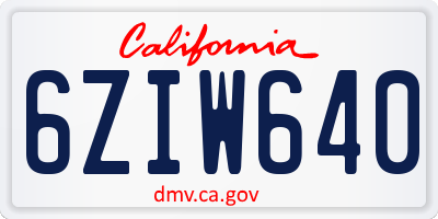 CA license plate 6ZIW640
