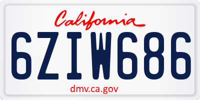 CA license plate 6ZIW686