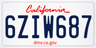 CA license plate 6ZIW687