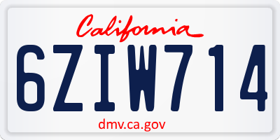 CA license plate 6ZIW714