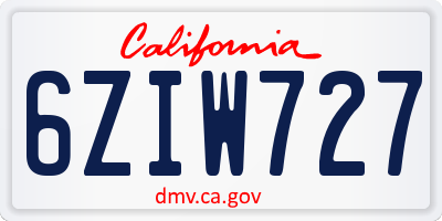CA license plate 6ZIW727